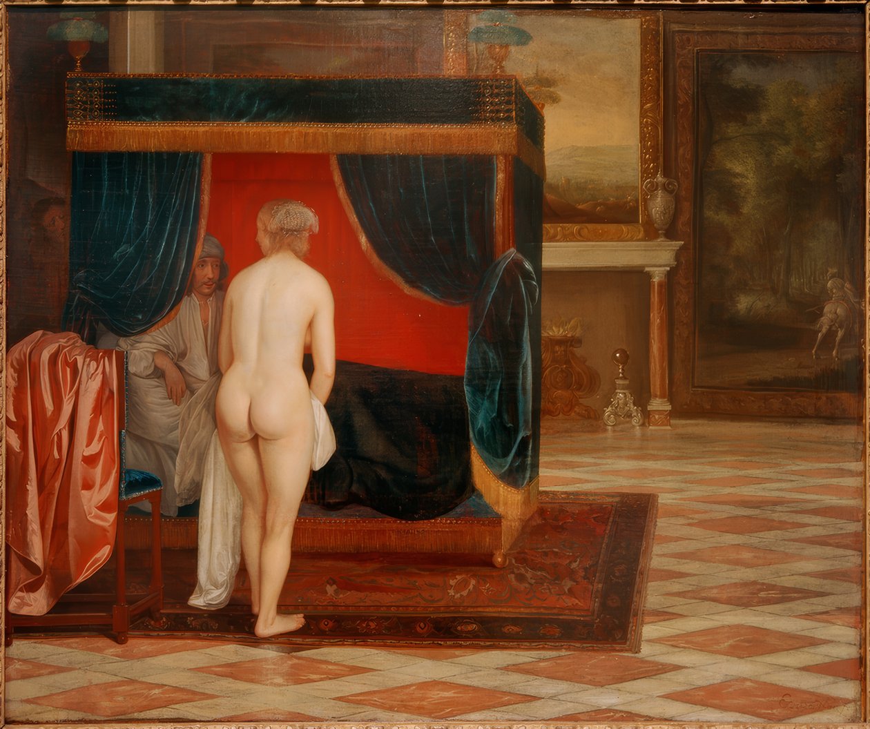 Manželka Kandaules objeví skrytého Gygese od Eglon Hendrik van der Neer