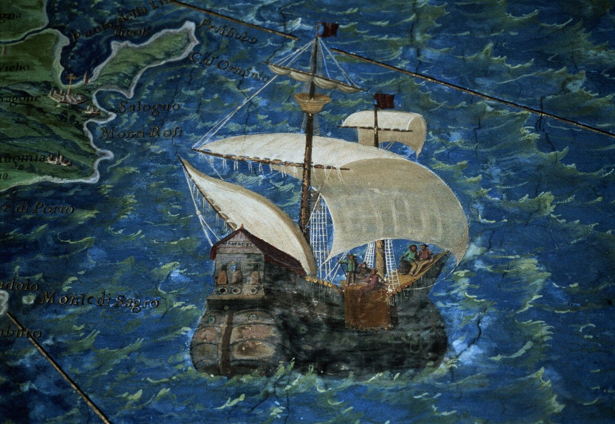 Galleon, detail z "Galerie map", 1580-83 od Ignazio Danti