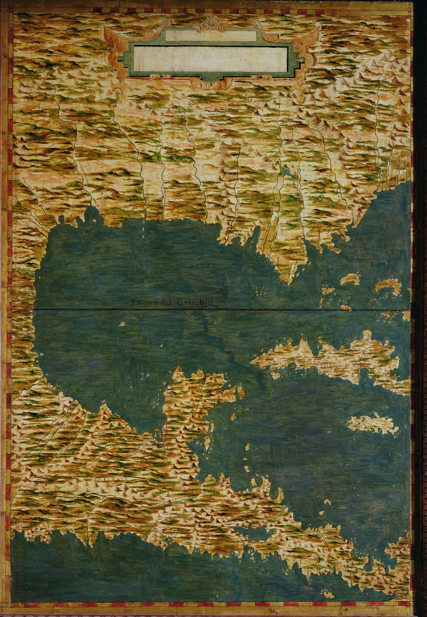 Mapa Mexika a Střední Ameriky, ze „Sala dell Carte Geografiche“ (Síň zeměpisných map) kolem roku 1570 od Ignazio Danti