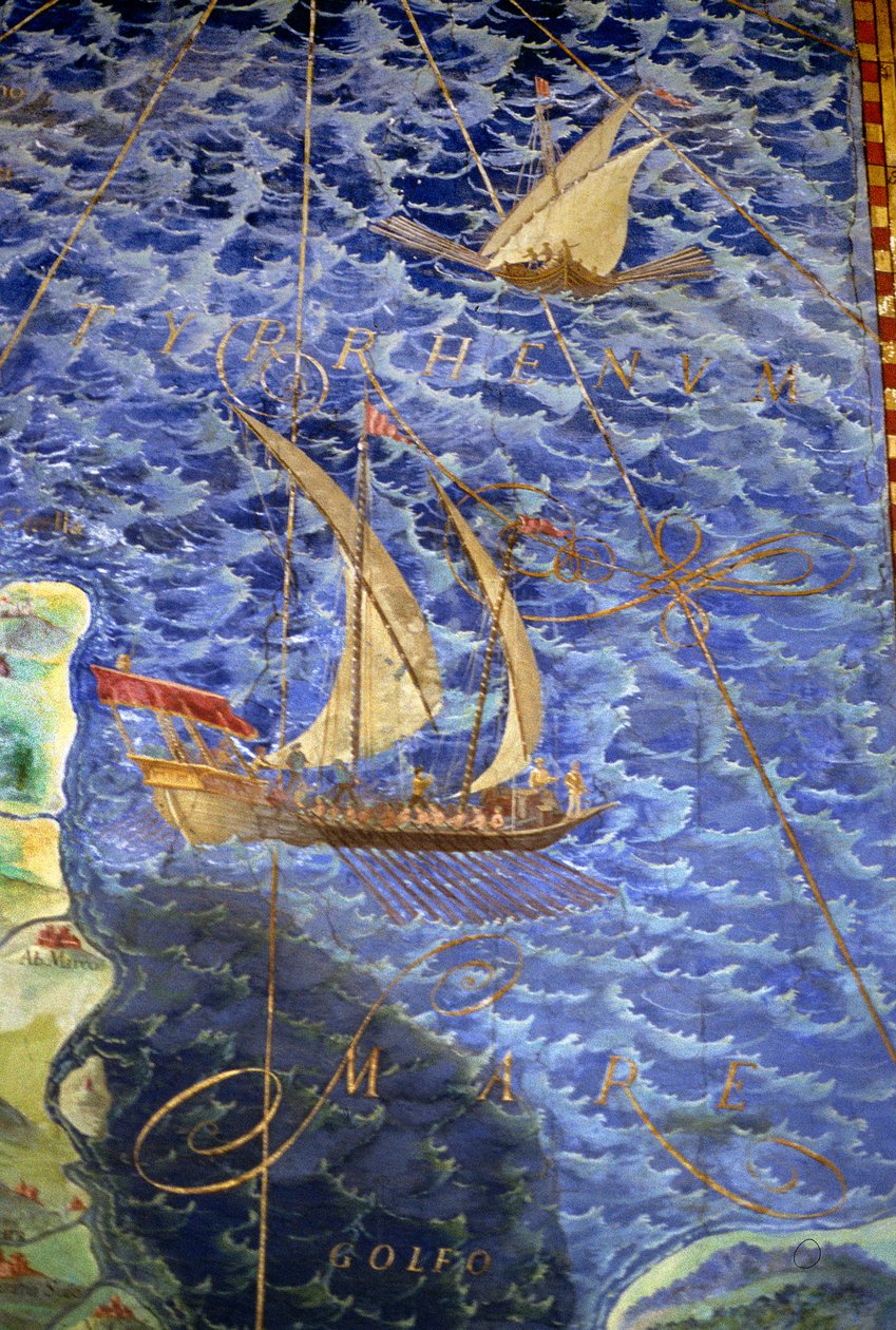 Tyrhénské moře, detail z „Galerie zeměpisných map“, 1580-83 od Ignazio Danti