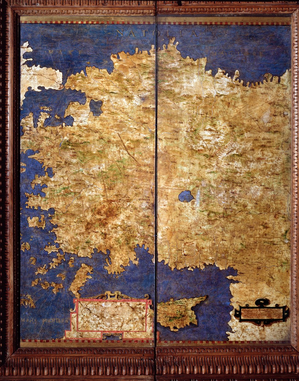 Mapa Anatolie od Egnazia Dantiho (1536-1586), matematika, kosmografa a italského architekta. Kolem 1567. Florencie, Palazzo Vecchio, Sala del Mappamondo od Egnazio Danti