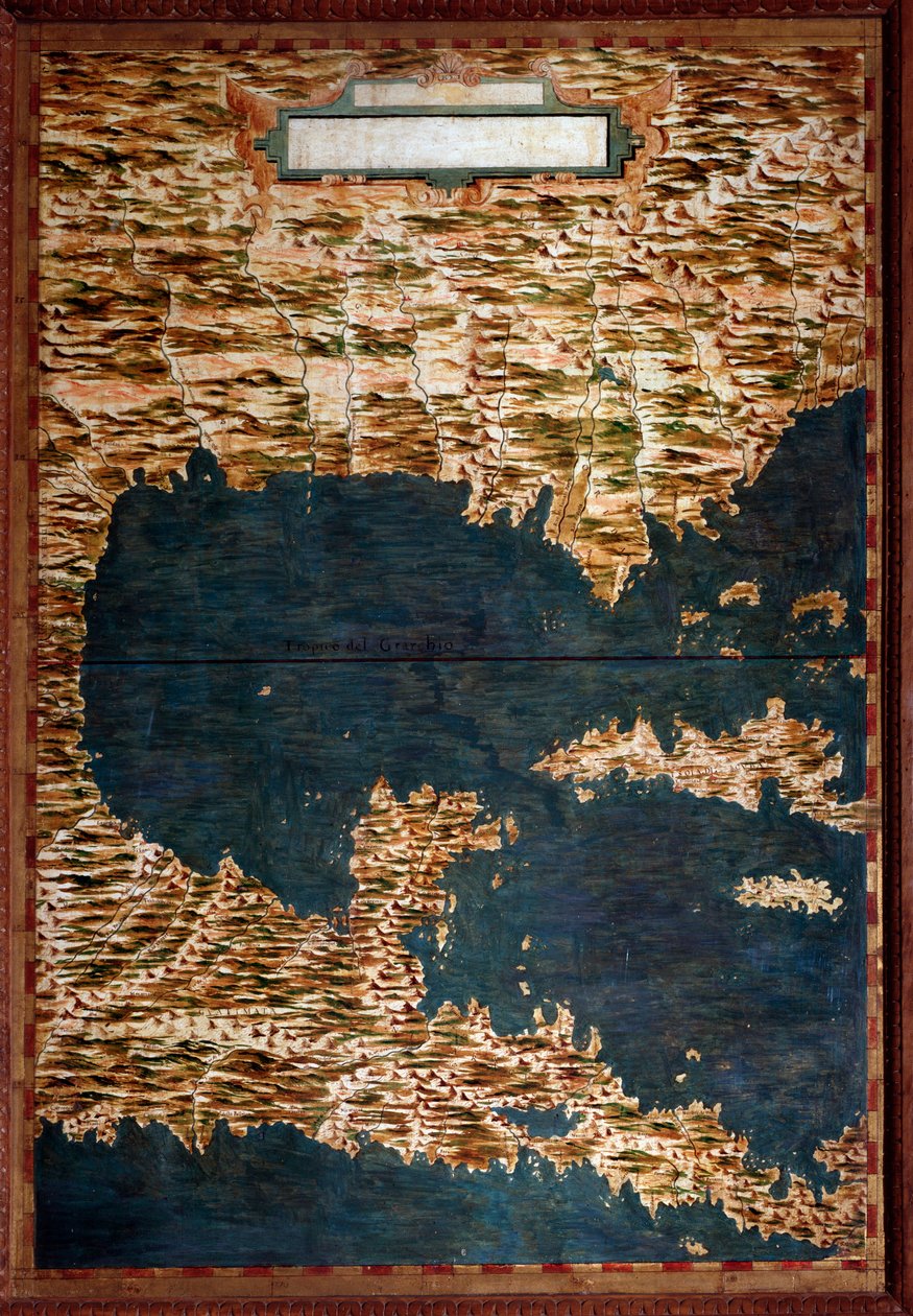 Mexiko, Kuba, Florida a Jamajka Mapu vytvořil Egnazio Danti (1536-1586), matematik, kosmograf a italský architekt. Kolem 1567. Florencie, Palazzo Vecchio, Sala del Mappamondo od Egnazio Danti