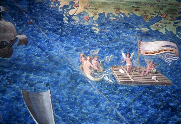 Raft of Cherubs, detail z „Galerie geografických map“ od Egnazio Danti