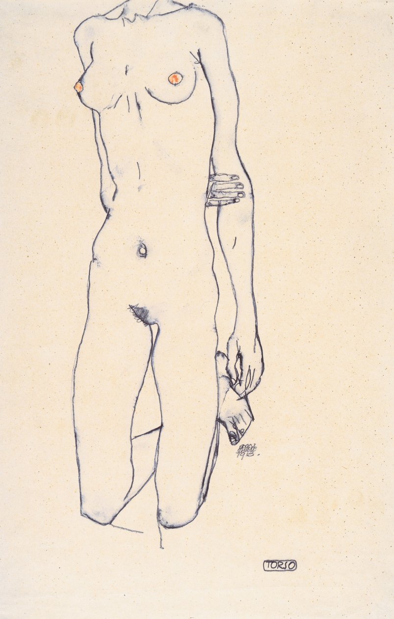 Torzo klečící dívky od Egon Schiele