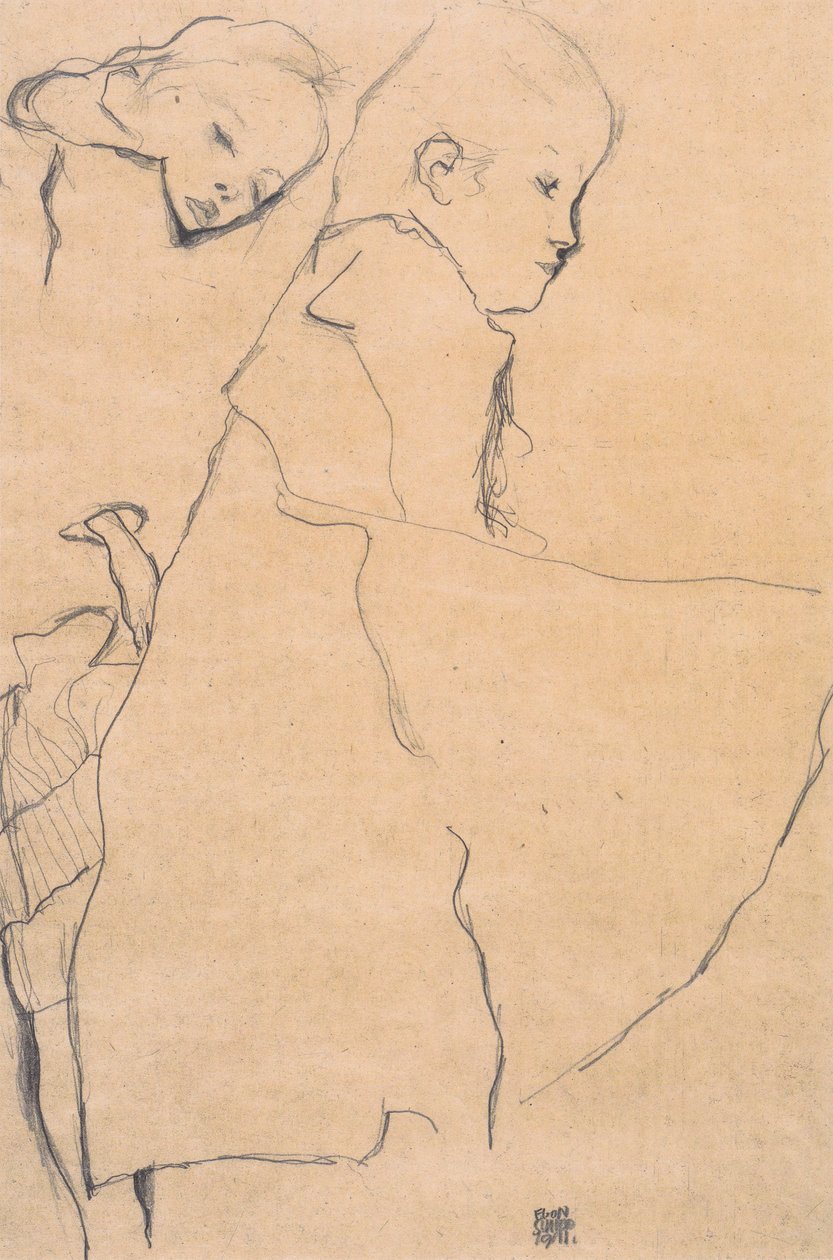  Dvě dřímající dívky od Egon Schiele