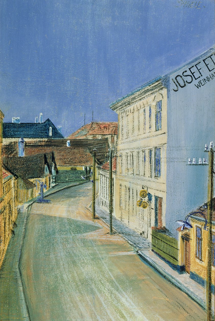 Albrechtstrasse in Klosterneuburg (kombinovaná technika na papíře) od Egon Schiele