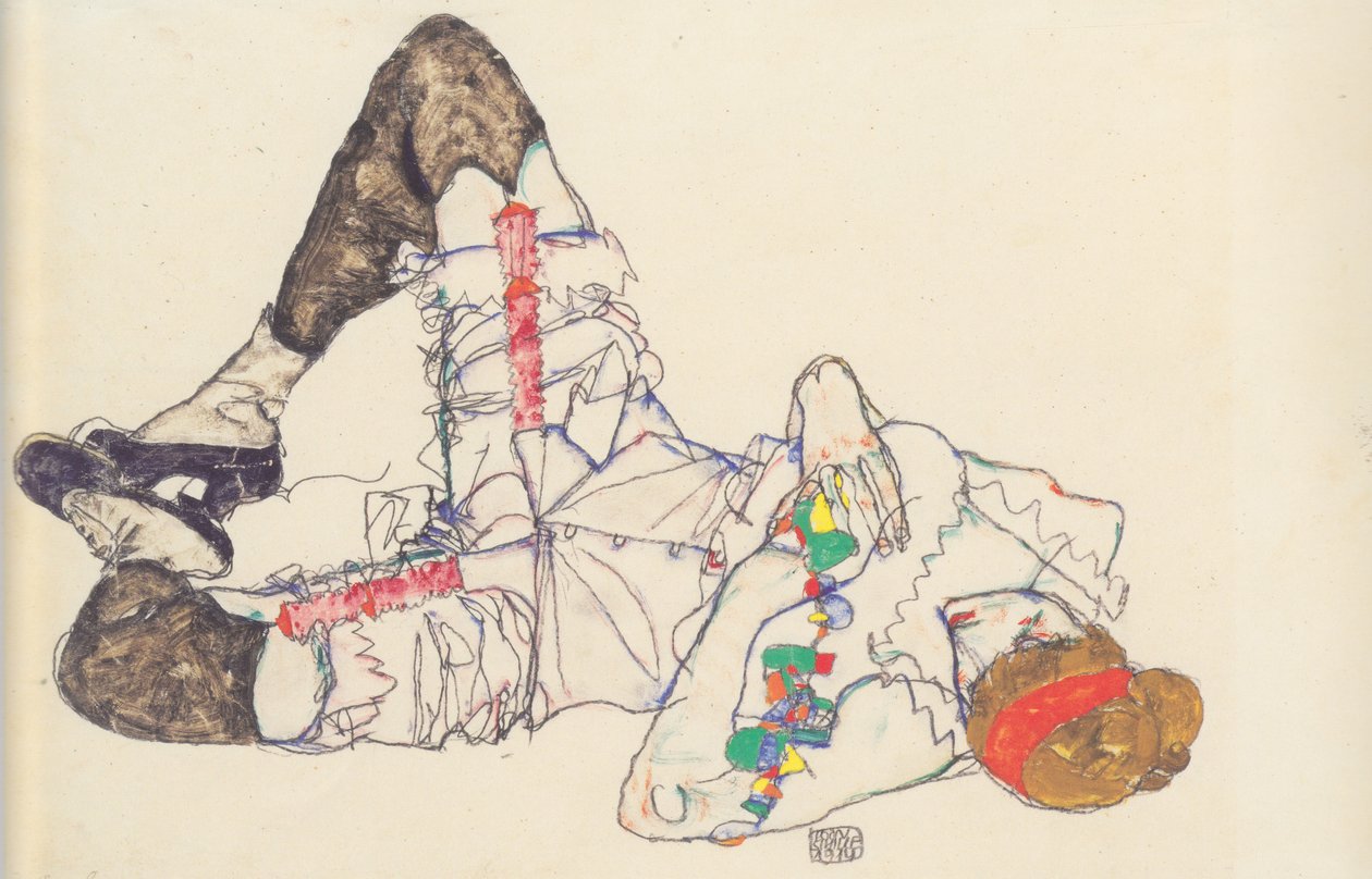 Žena ležící na zádech od Egon Schiele