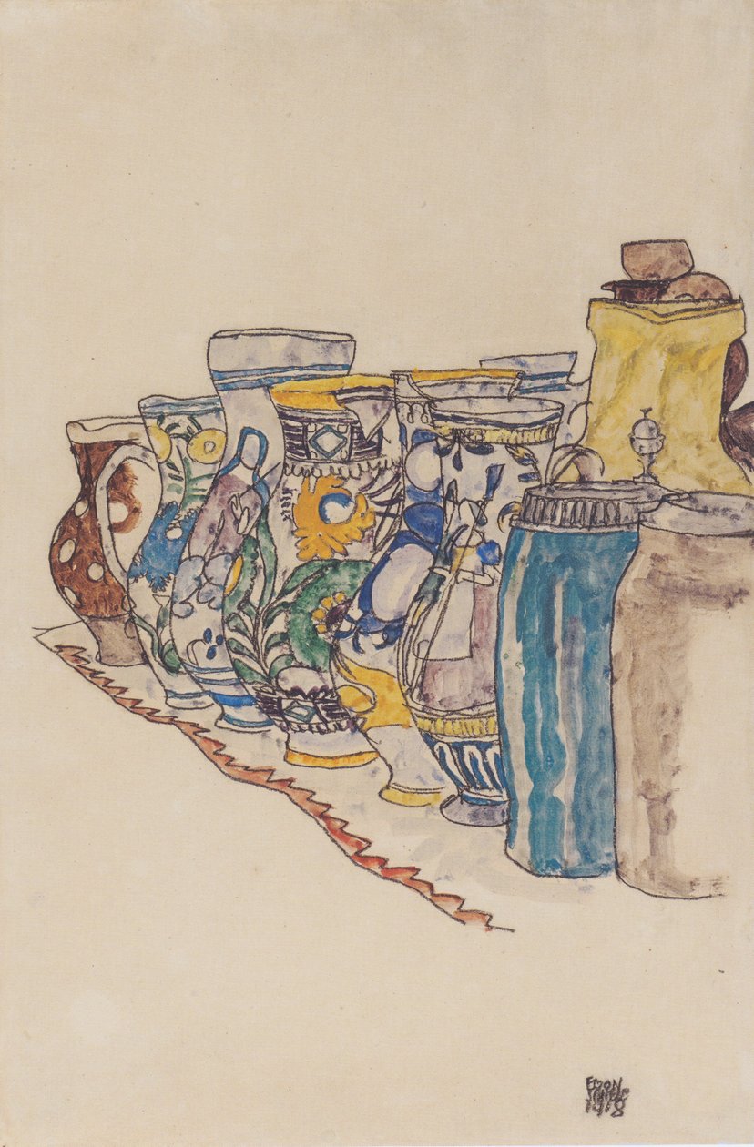 Malované rolnické džbány od Egon Schiele