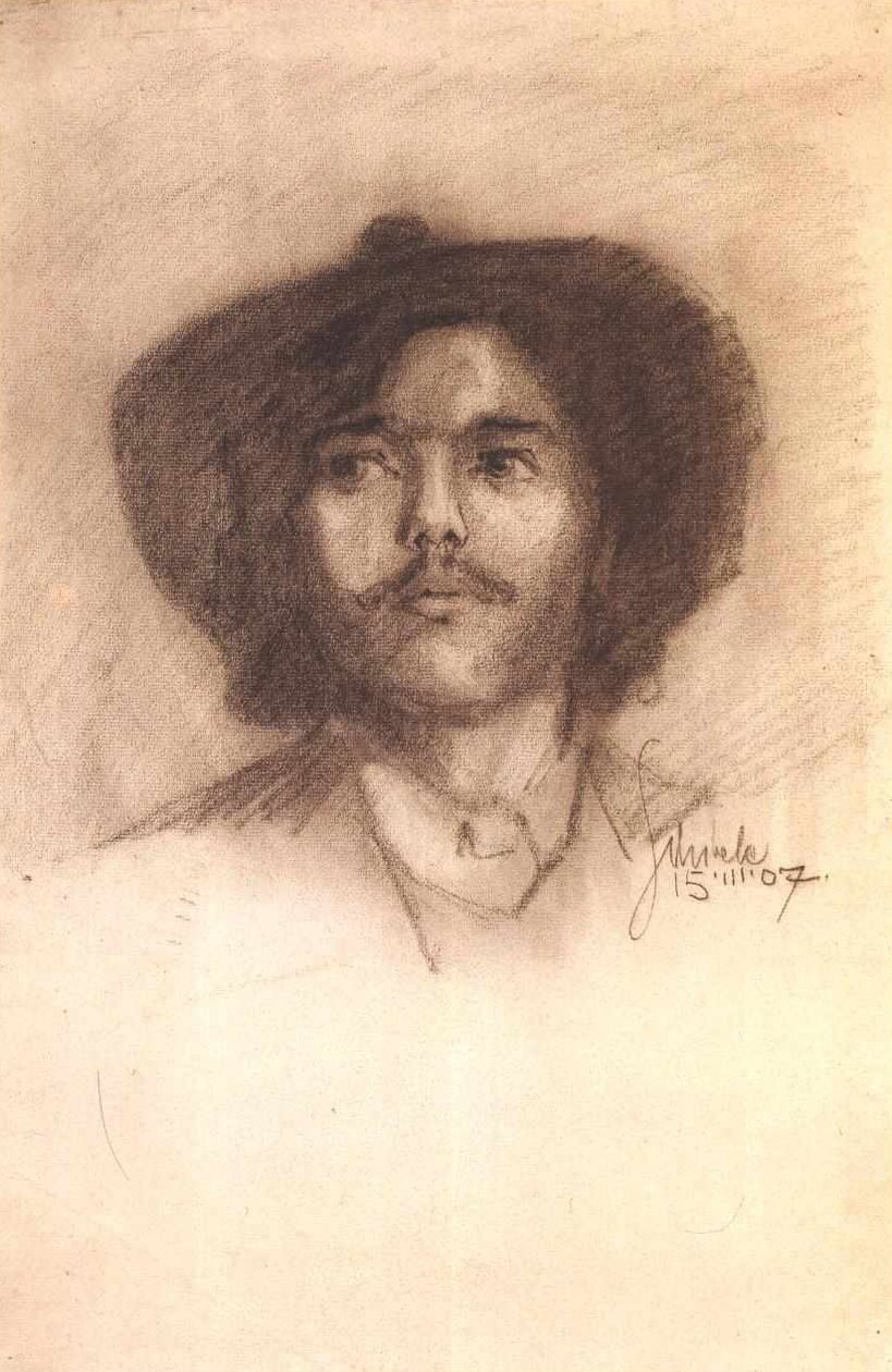 Portrét mladého muže s plnovousem a kloboukem od Egon Schiele