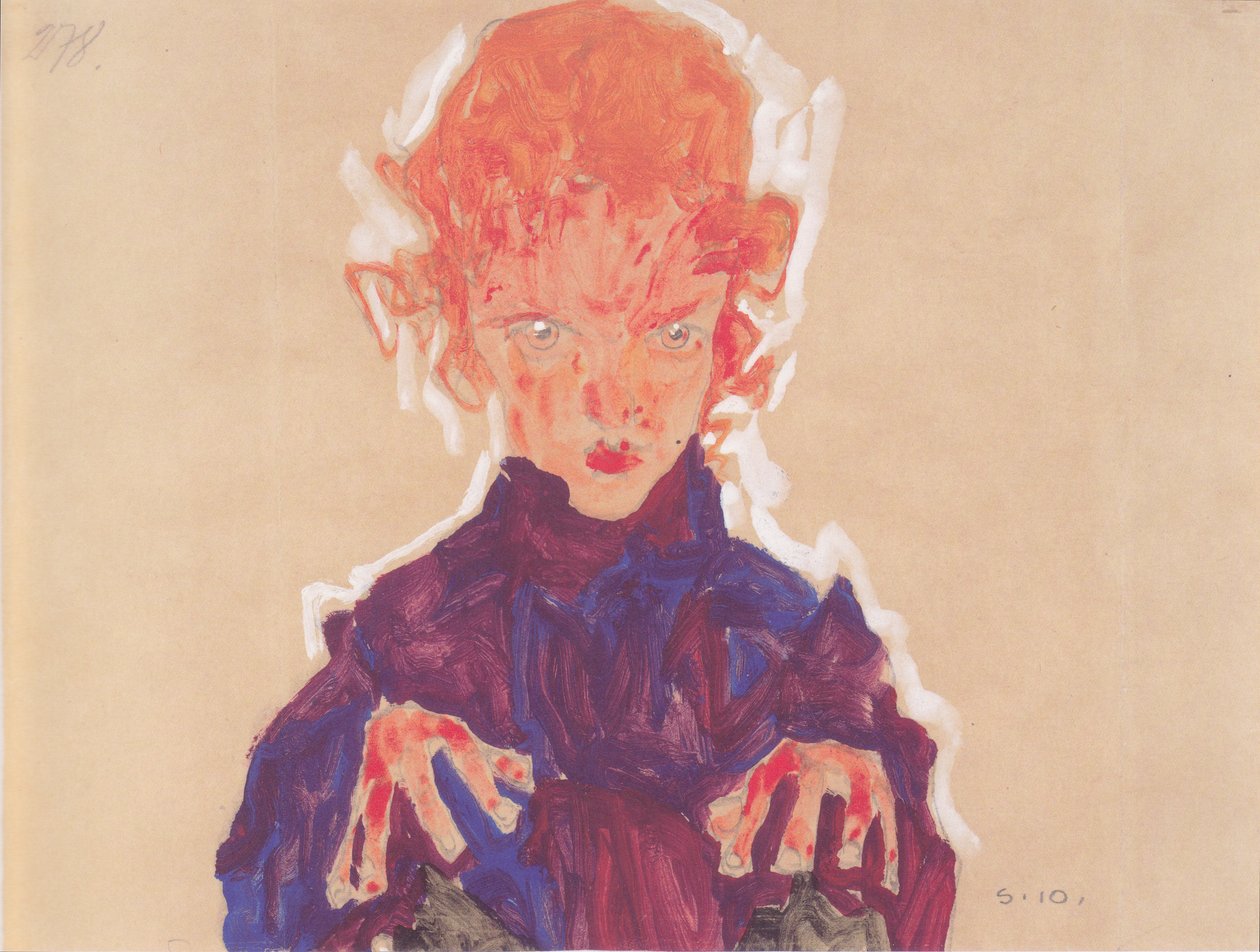 Poloviční portrét zrzavé dívky od Egon Schiele