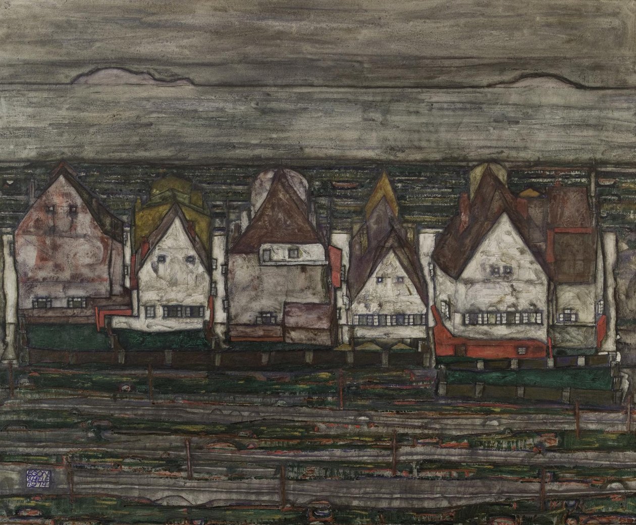 Domy u moře od Egon Schiele