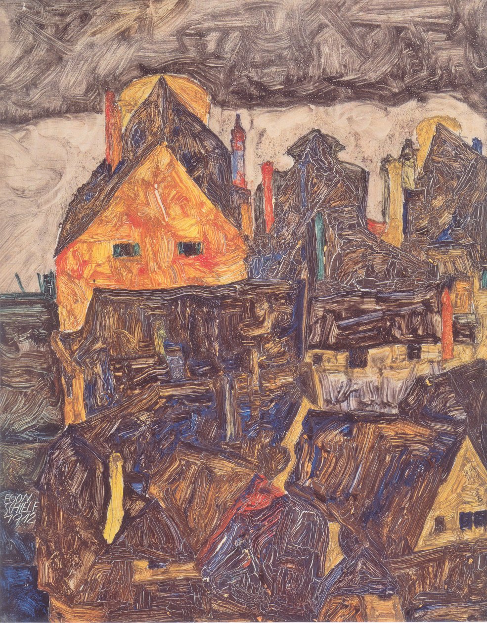 Staré město I (Mrtvé město V) od Egon Schiele