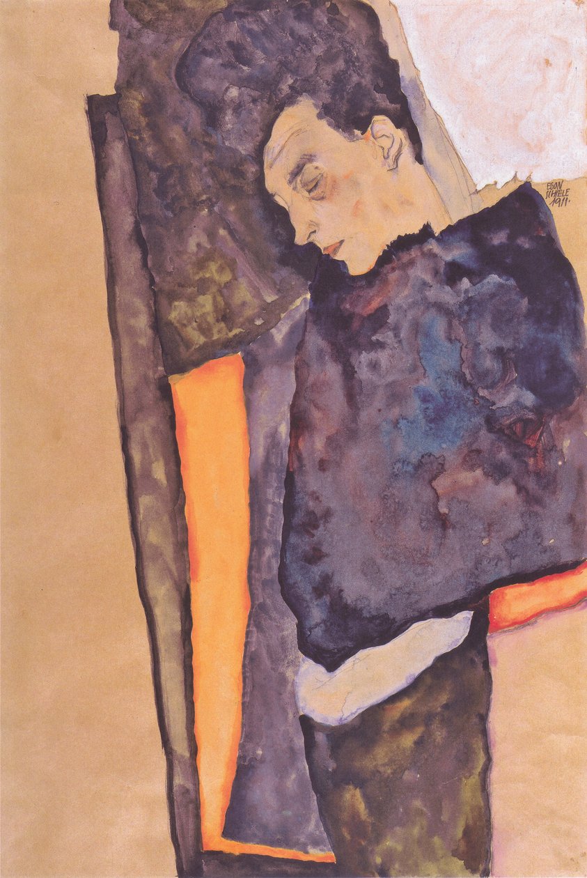 Spící matka umělce od Egon Schiele