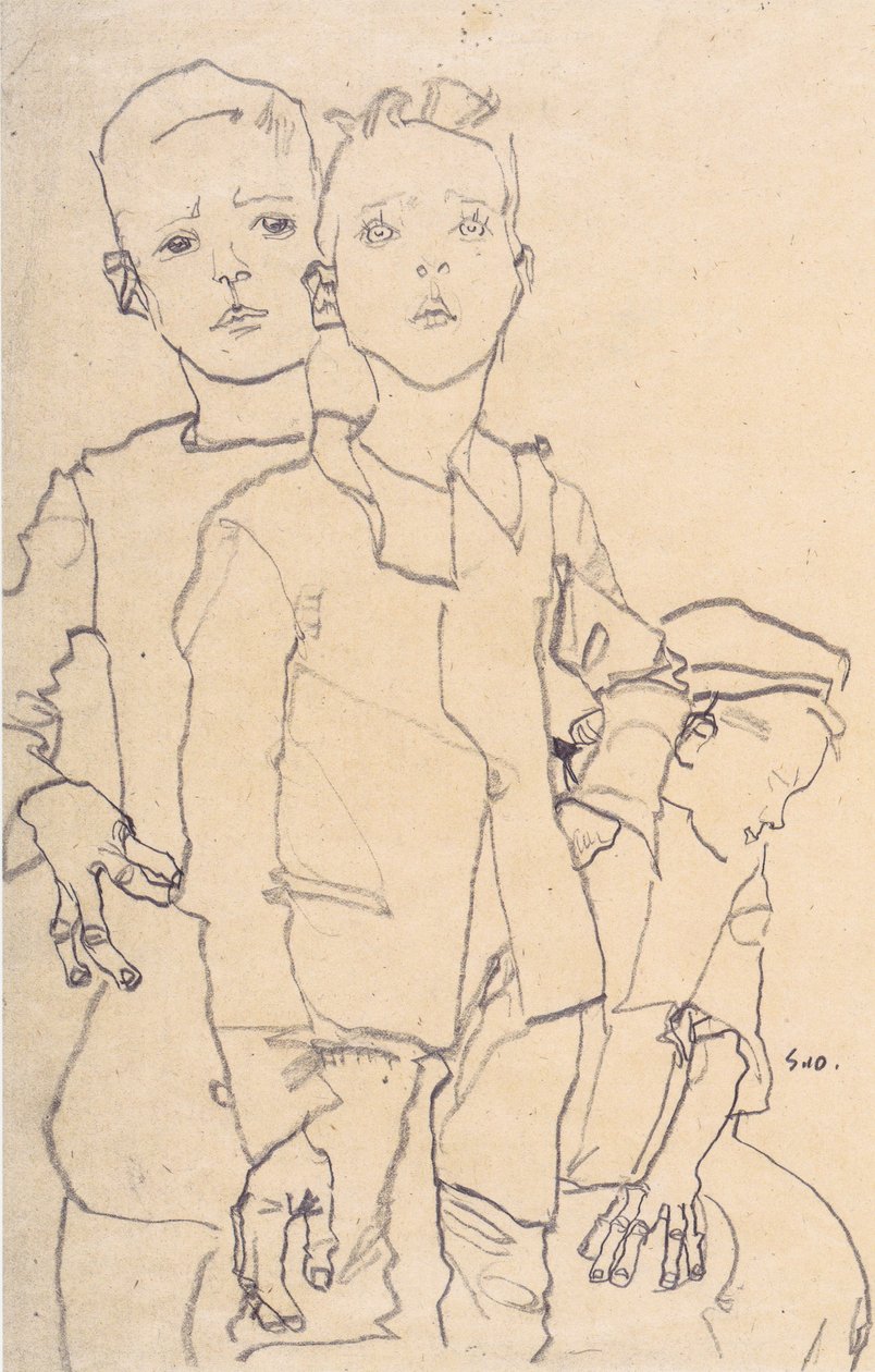 Tři chlapci z ulice od Egon Schiele