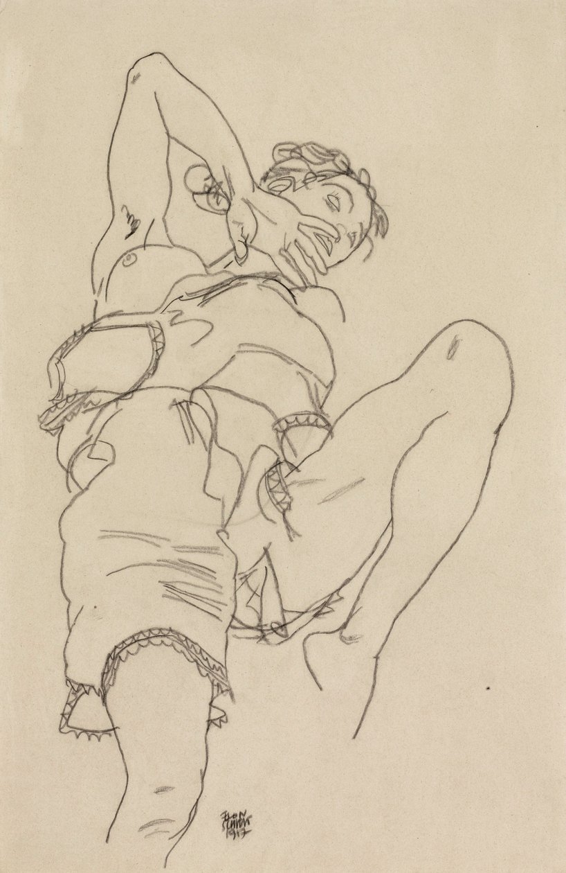 Žena ve spodním prádle, opírající se dozadu od Egon Schiele