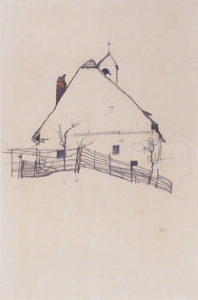 Dům se zvonicí od Egon Schiele