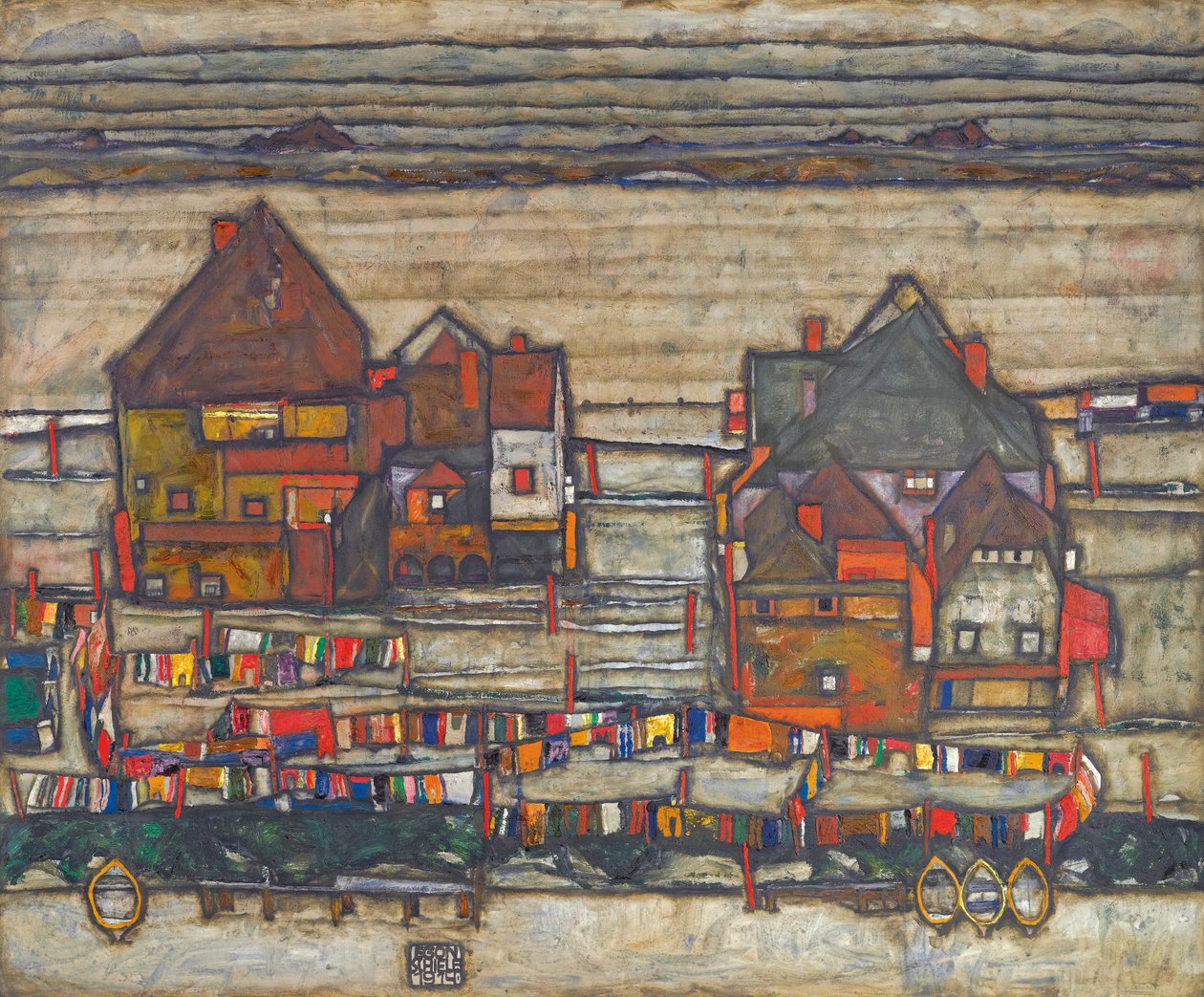 Domy s barevným prádlem od Egon Schiele