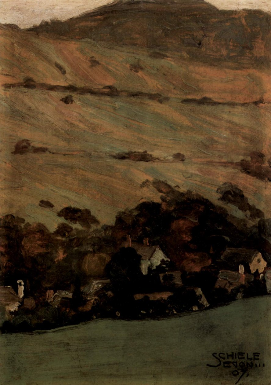 Domy před horami od Egon Schiele