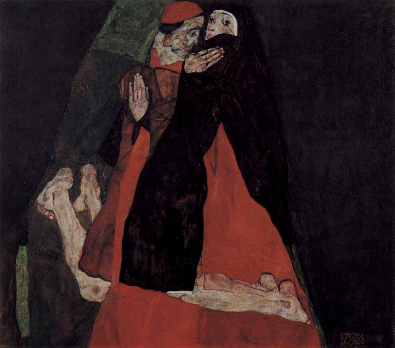 Kardinál a jeptiška nebo pohlazení od Egon Schiele