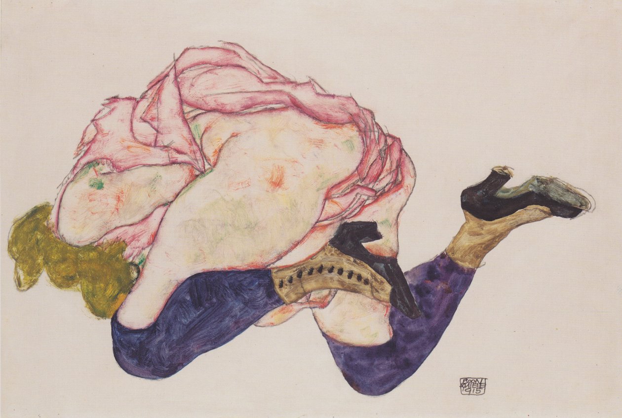Klečící se skloněnou hlavou od Egon Schiele