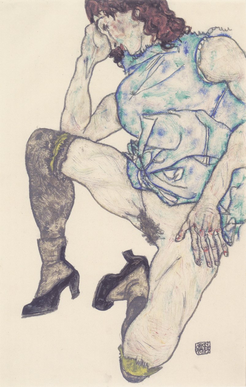 Klečící dívka od Egon Schiele