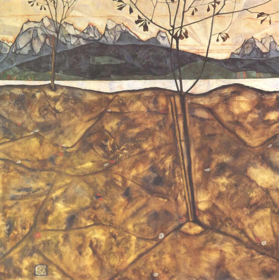 Krajina se dvěma stromy od Egon Schiele