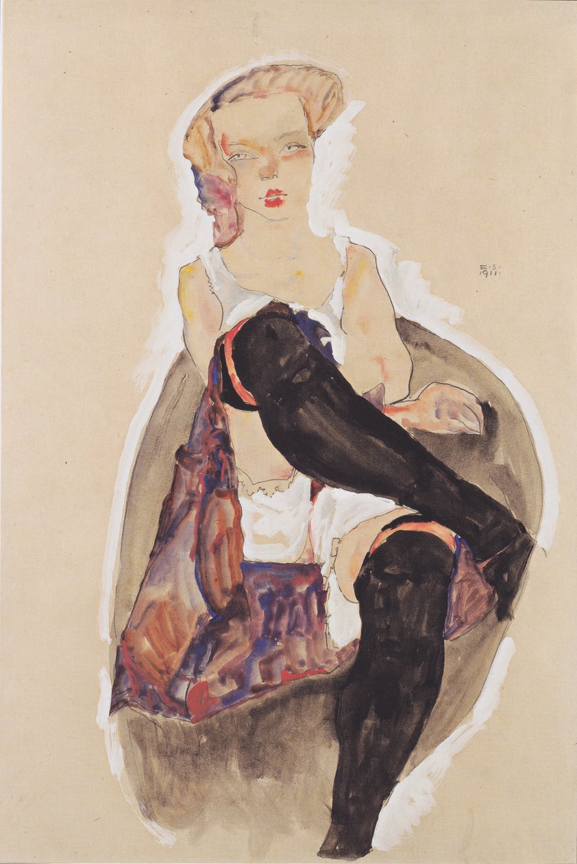 Dívka se zkříženýma nohama od Egon Schiele