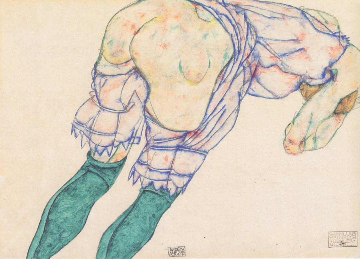 Dívka se zelenými punčochami od Egon Schiele