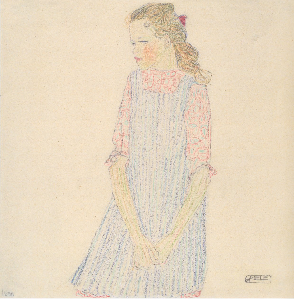 Dívka s červenou síťovinou od Egon Schiele