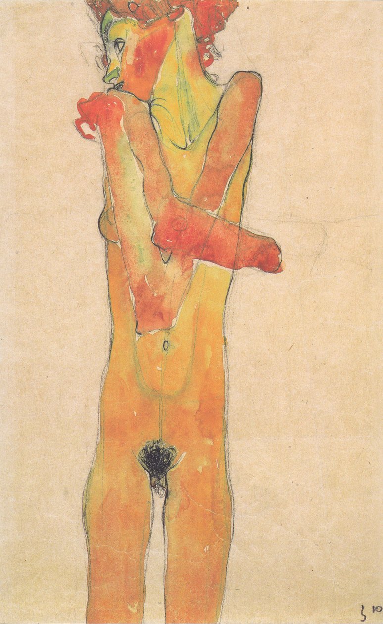 Nahá dívka se zkříženýma rukama od Egon Schiele