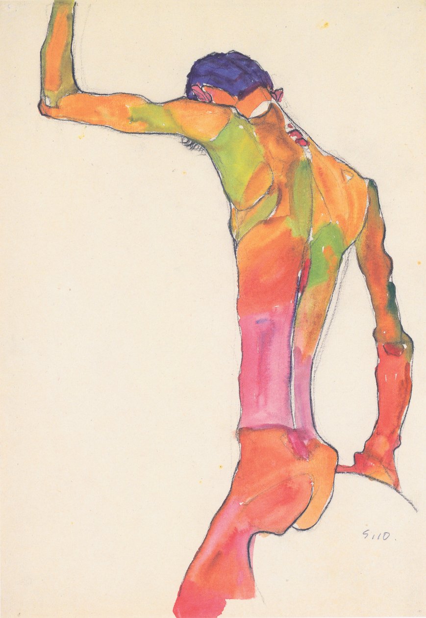 Mužský akt se zvednutou paží od Egon Schiele