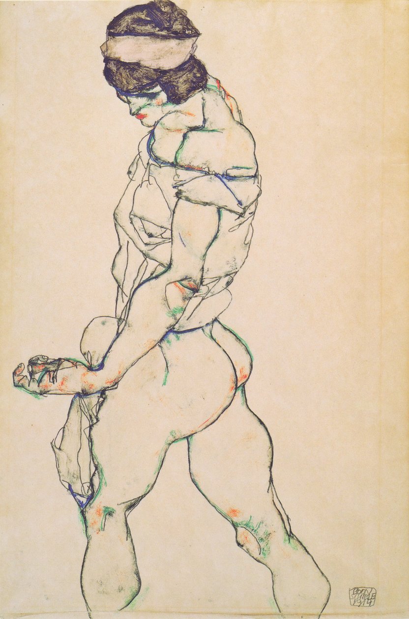 Nahá žena kráčí vlevo od Egon Schiele