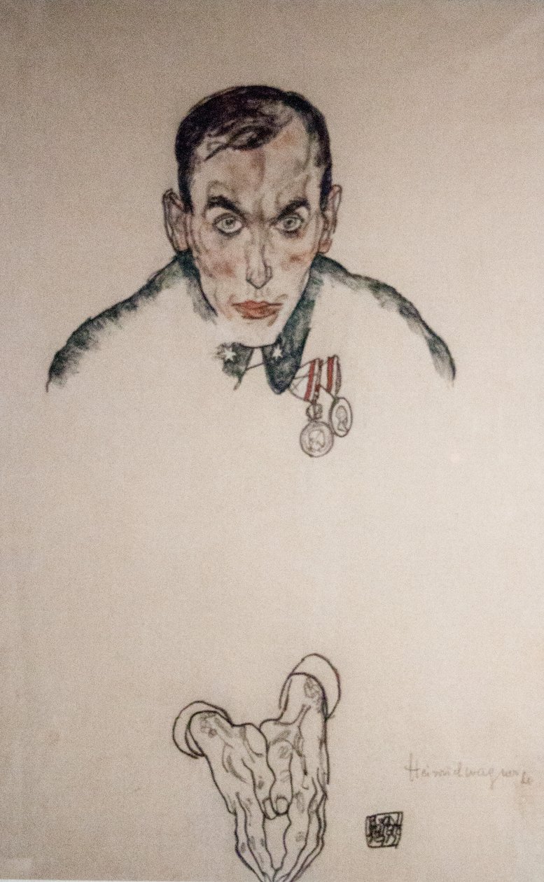 Náčrt portrétu poručíka Heinricha Wagnera od Egon Schiele