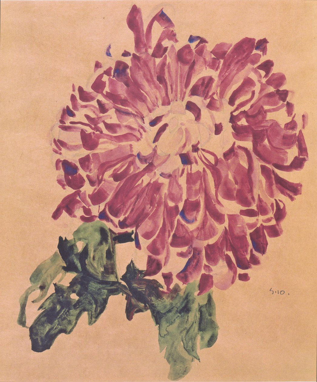 Červená chryzantéma od Egon Schiele