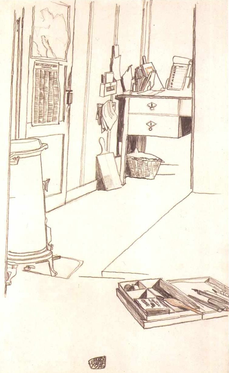 Kancelář v táboře válečných zajatců Mühling od Egon Schiele