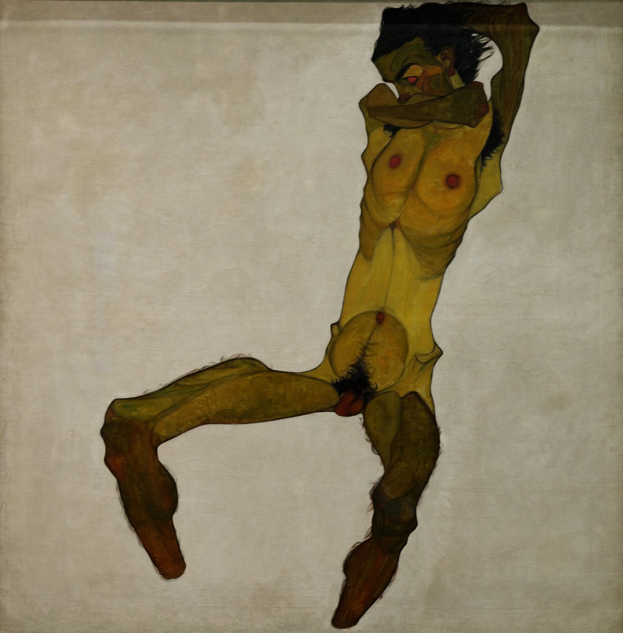 Sedící mužský akt (autoportrét) od Egon Schiele