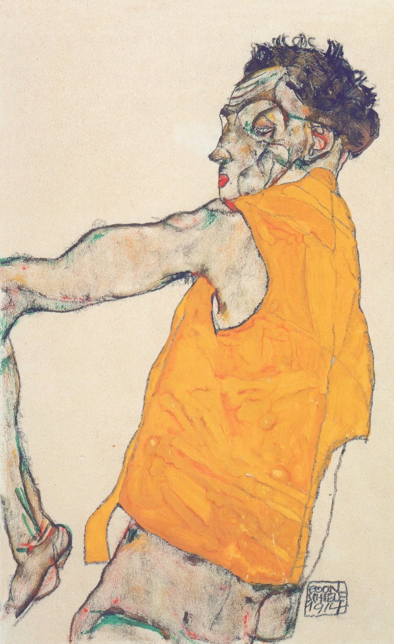 Autoportrét ve žluté vestě od Egon Schiele
