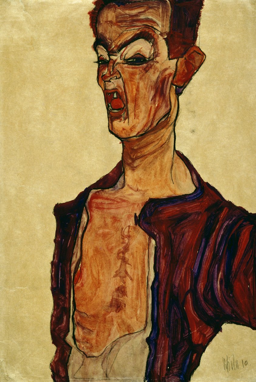 Autoportrét křičí od Egon Schiele
