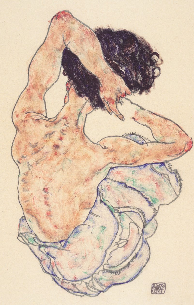 Nahé sedění zezadu od Egon Schiele