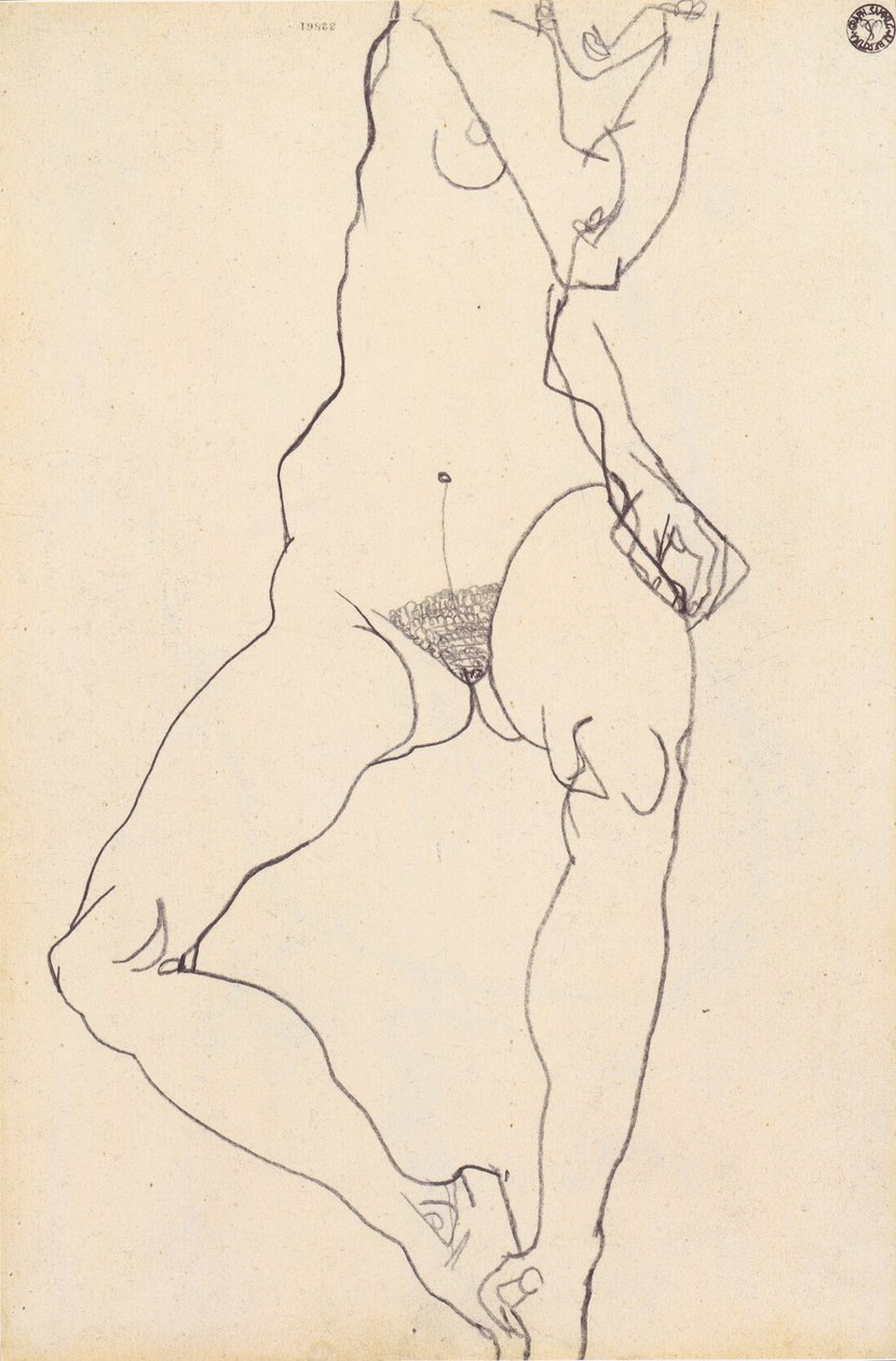 Sedící ženská akt od Egon Schiele