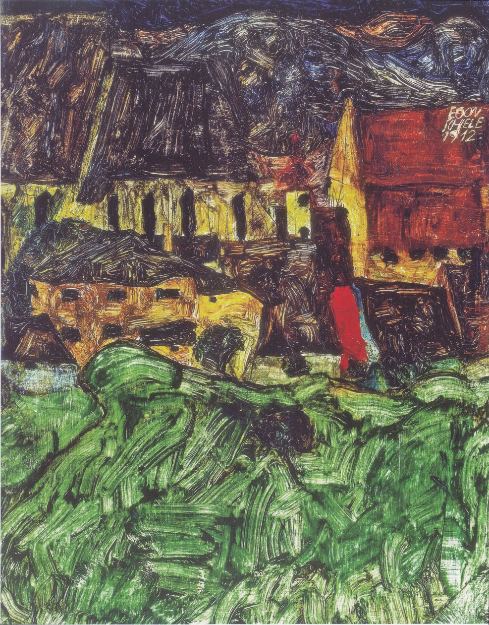 Krajina Krumlova (kostel sv. Víta s domy) od Egon Schiele