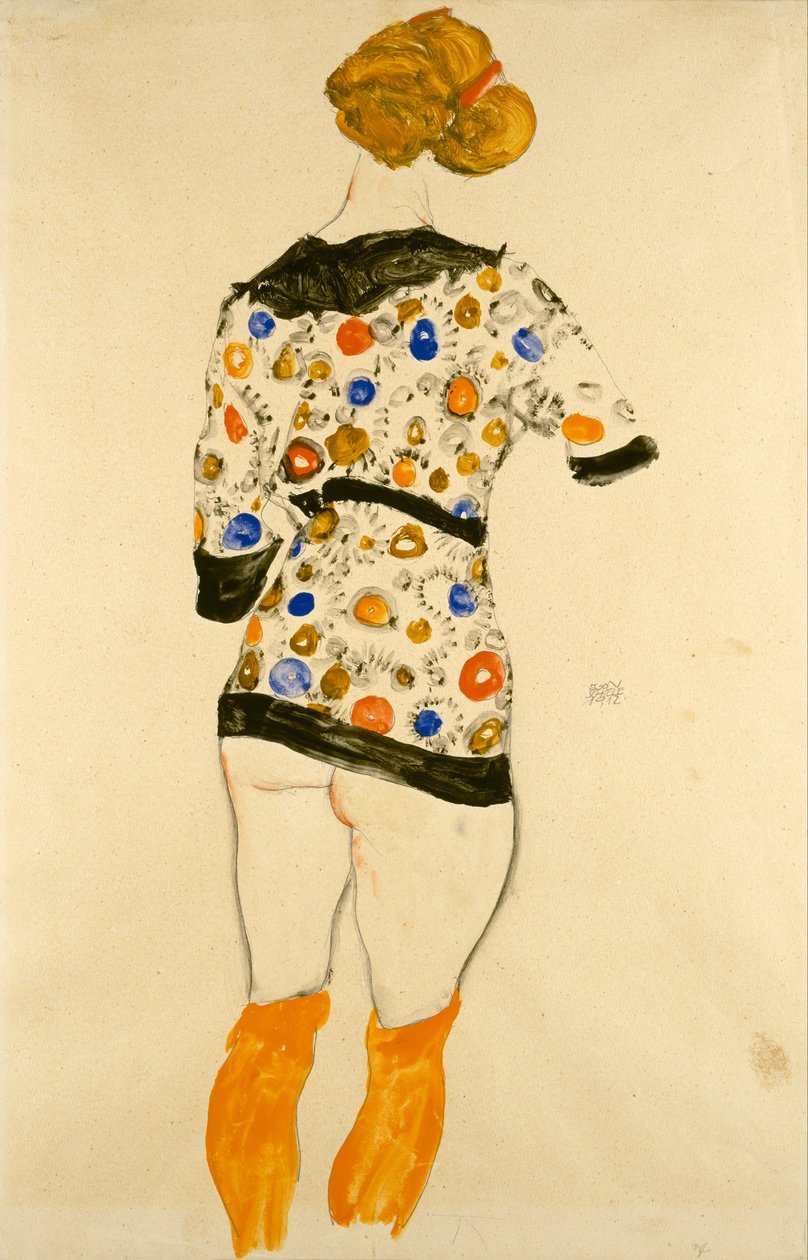 Stojící žena ve vzorované blůze od Egon Schiele