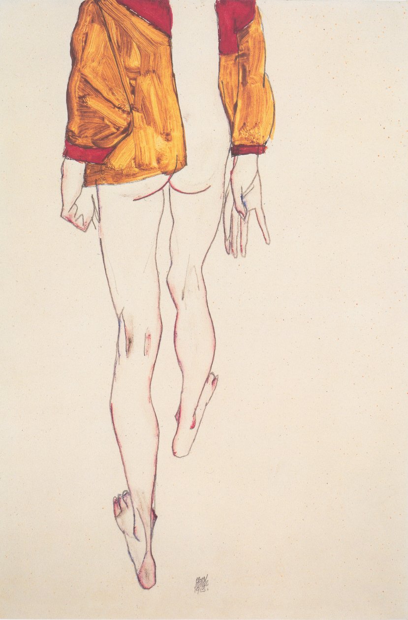 Poločas stál s hnědým tričkem od Egon Schiele