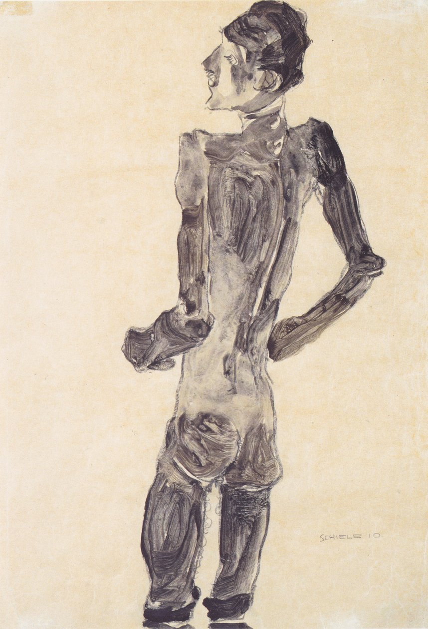 Stojící mužský akt zezadu od Egon Schiele