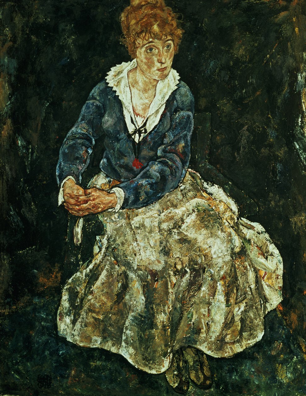 Sedící umělcova žena, asi 1912 od Egon Schiele