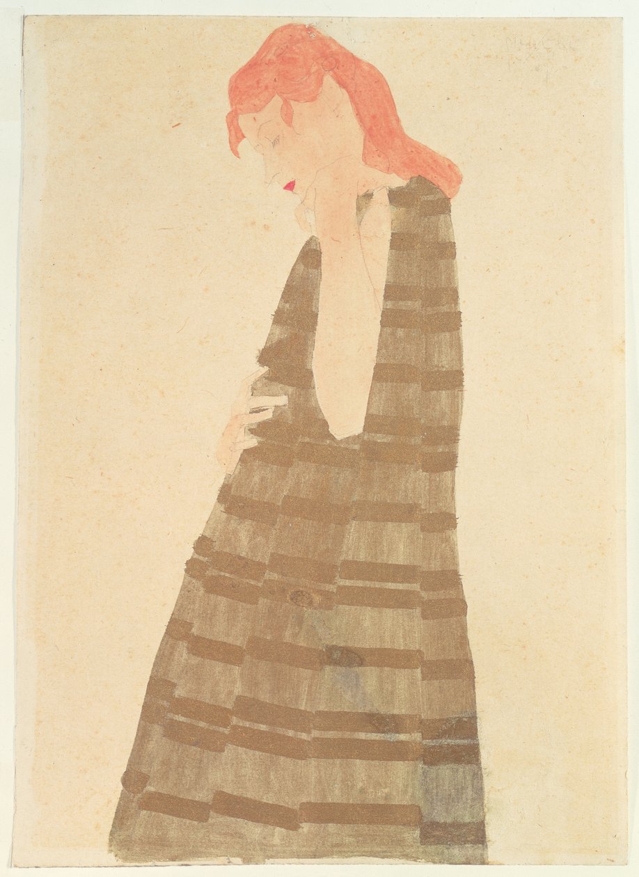 Žena ve zlatém plášti, 1908 od Egon Schiele