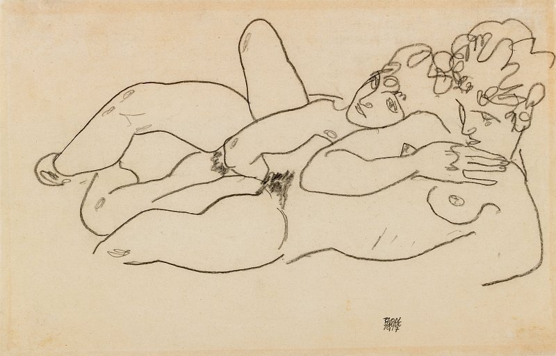 Dva soubory ležící naplocho od Egon Schiele