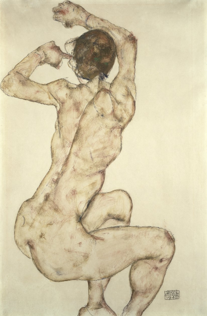 Krčící se akt, 1915 od Egon Schiele