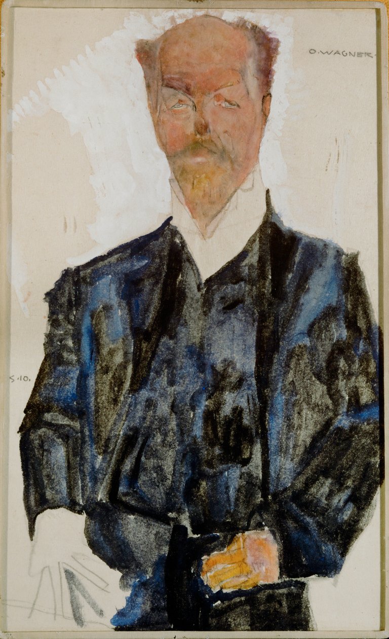 Bildnis Otto Wagner Akvarel a tužka s bílým zvýrazněním ... (akvarel a tužka) od Egon Schiele