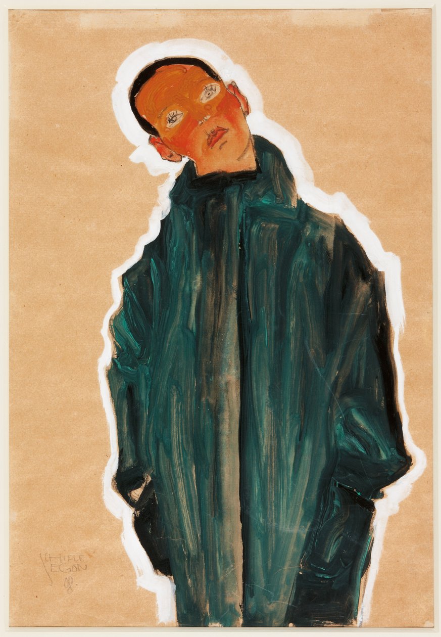 Chlapec v zeleném kabátě, 1910 od Egon Schiele